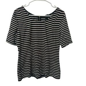 H&M Striped Cotton Top Womens Large Capsule Casual Office Career Fitted Stretch